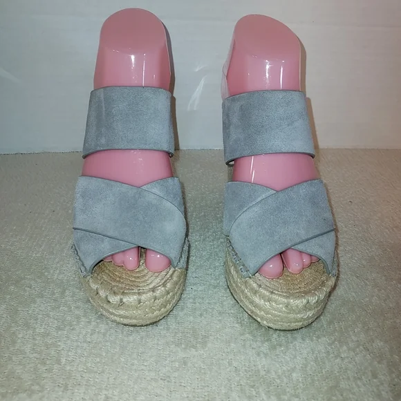 Kenneth Cole New York Olivia X-Band Grey Espadrille Wedge Sandal size 7 - Picture 3 of 8